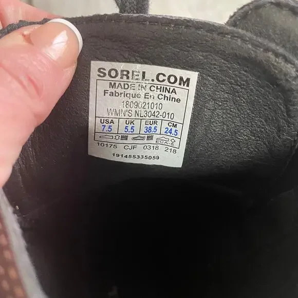 Sorel Emelie Conquest Explorer Lace Up Boots 7.5 Black Moto - Picture 6 of 8